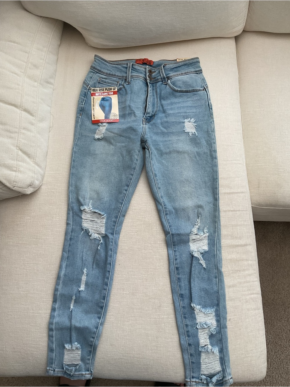 Wax Jean High-Rise Distressed Light Blue Women’s Jeans - Picture 3 of 6
